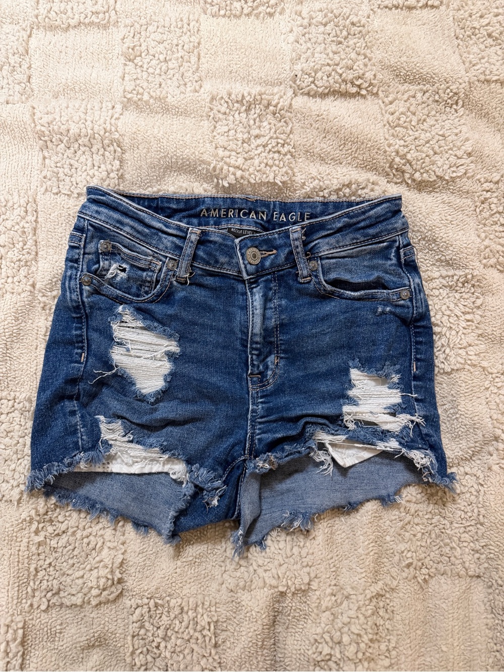 American Eagle Outfitters Distressed Denim Jean Shorts - Blue